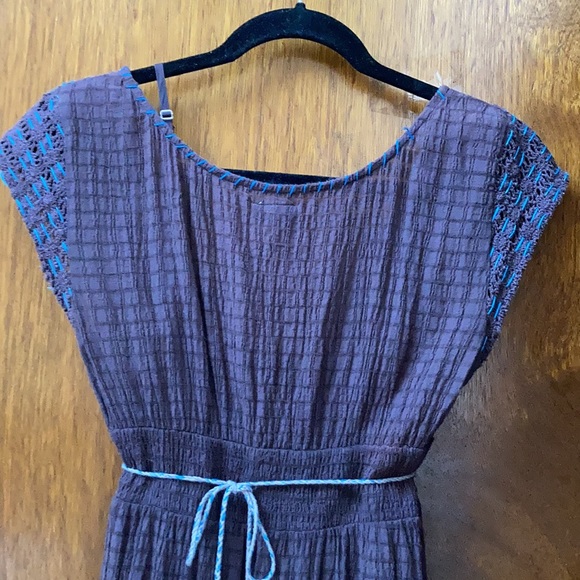 Free people brown summer dress with full separate lining & Narrow Braided belt. - Picture 10 of 15